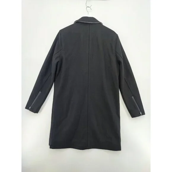 Zanerobe Men's Kaplan Melton Black Wool Coat Size M
